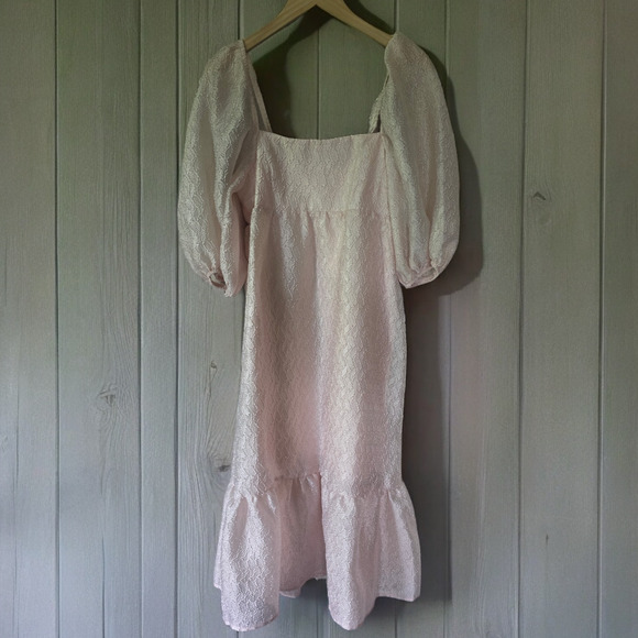 Anthropologie Textured Puff-Sleeve Dress - New Medium - Picture 4 of 4